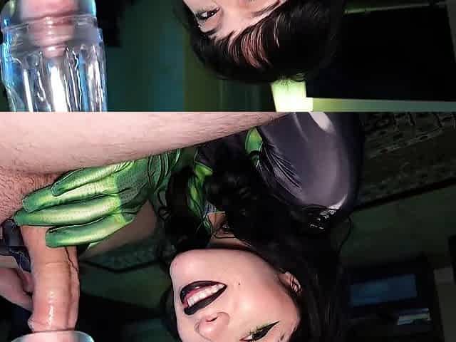 Shego Strokes and Sucks In advance of Revealing Consummate Twat (Shego Cosplay!)