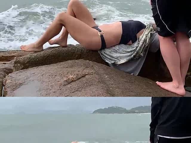 mother I'd like to fuck gets butt screwed out of warning right on the beach