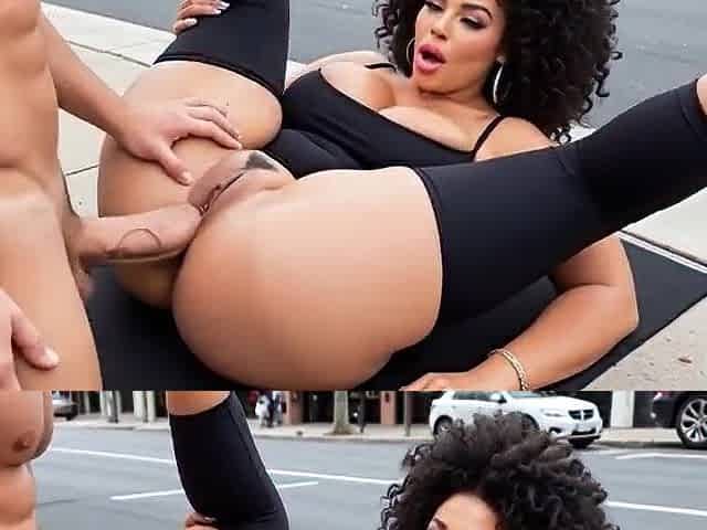 Hawt bimbo got fuck in the street (AI generated)