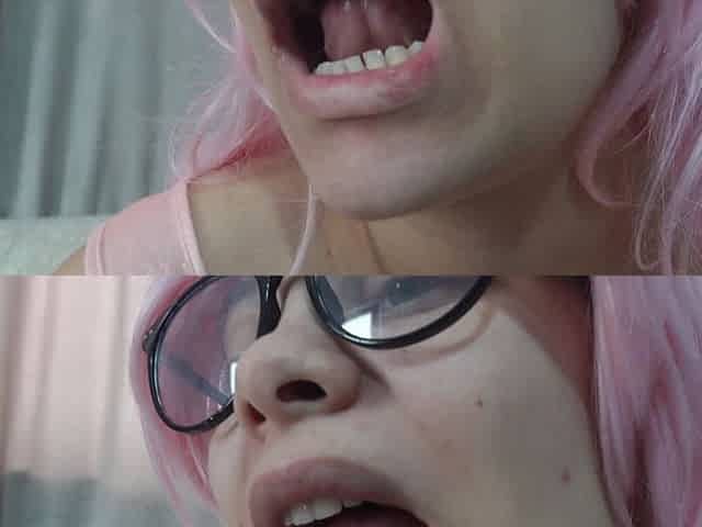 My Stepsister Does Tongue Fetish and Plays with Her Mouth and Then Shows Her Teeth