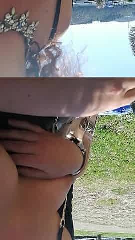 I Convinced My Slut to Show Her Pussy and Tits in a Risky Place