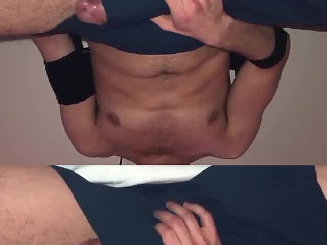 Hot dude wanking thick uncut jock and groaning