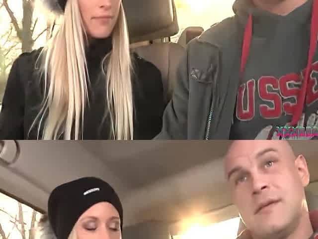 Two Hotties Took Amateur Dude In The Car For Sex Playing