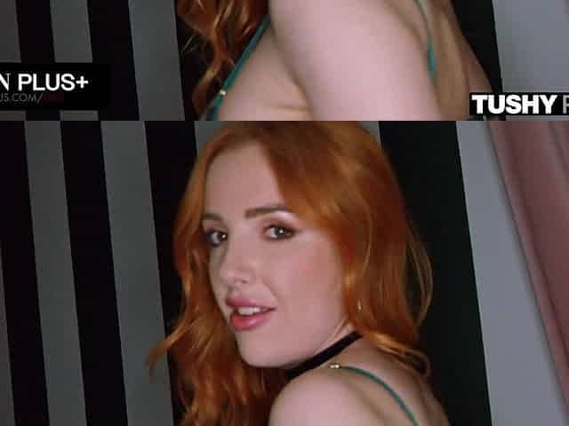 TUSHYRAW Tiny redhead gets her butt filled with ramrod