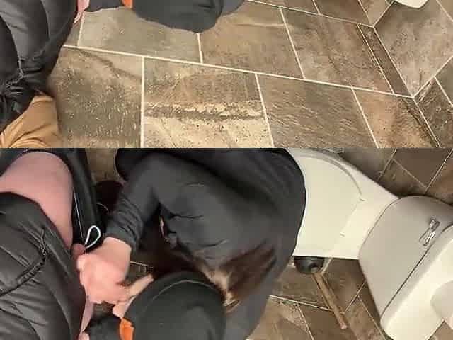 Sneaky Restroom Sex and Open Invite with Hotel Door Open
