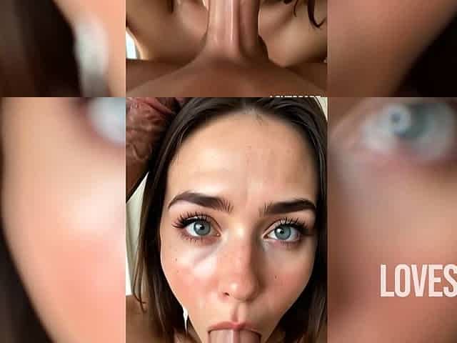 Brunette Struggles and Drools Huge Cock (AI gen)