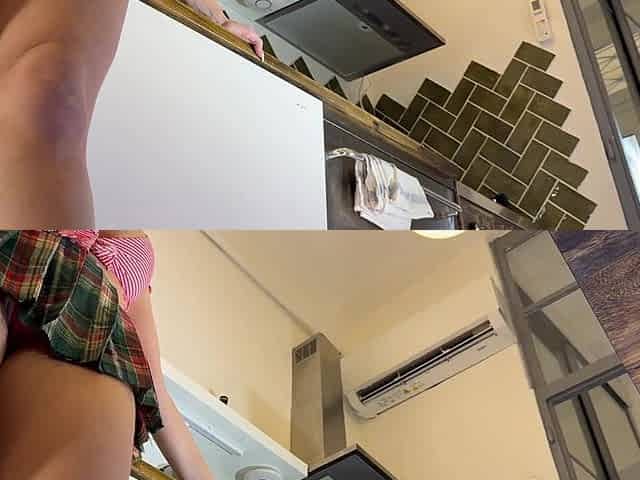 Super hawt glamorous recent wife takes her g-string dental floss belt off below her mini college petticoat