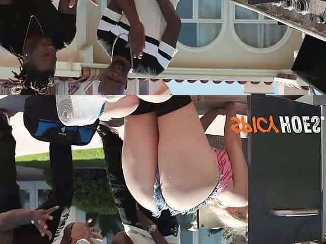Blond Hottie in The Mood For 2 Large Ebony Sausages - River Lynn