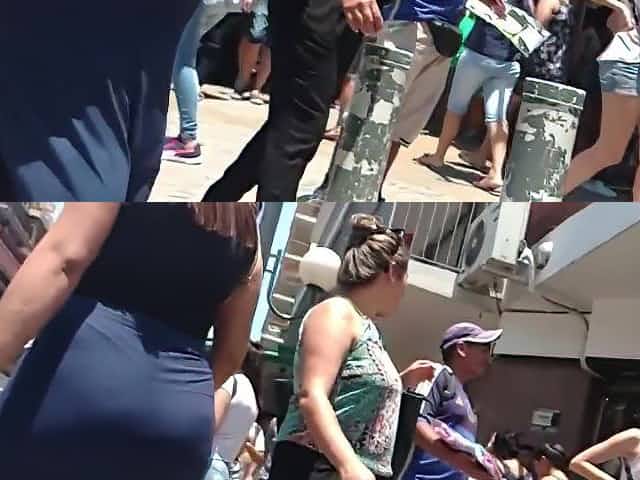 Huge Jiggly Candid Ass Encased in Tight Maxi Dress