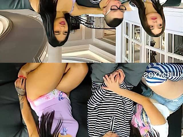 Lucky shy boy plays with two horny curvy latinas live at sex