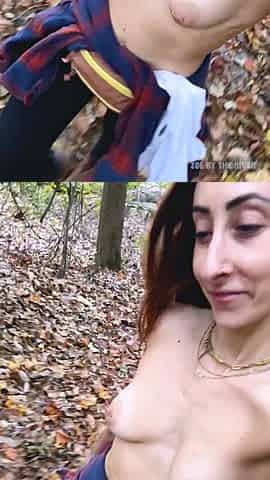 Risky Public Hiking Trail Striptease Leads to POV Blowjob