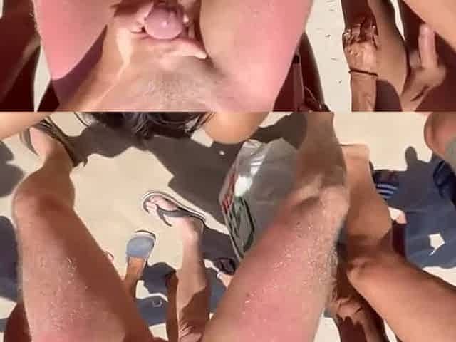 enceinte et en bukkake a la plage