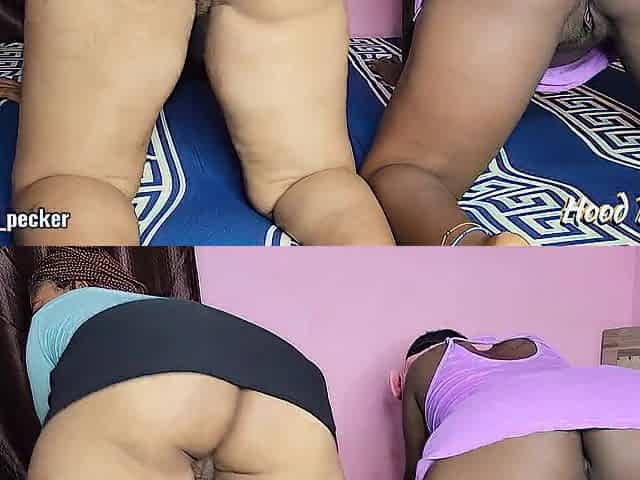 Amateur three-some with 2 curvy Afro hotties.