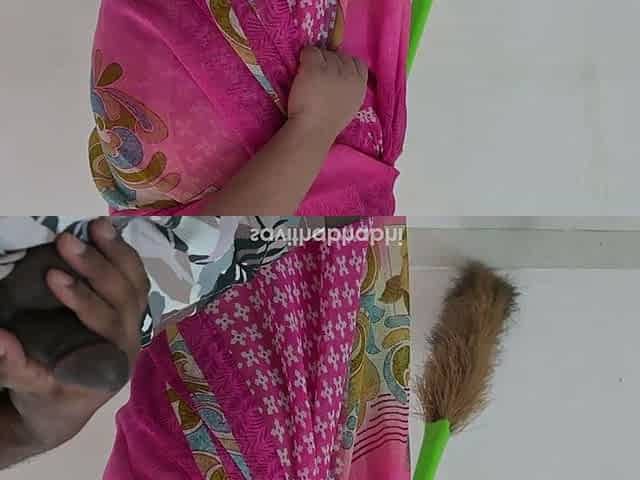 Jerking Cock Infront of Maid