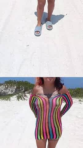 Flashing in the beach show My bazookas and snatch