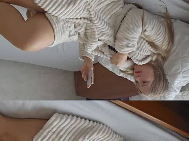 Pleasing groans and climax from a Russian student watching porn