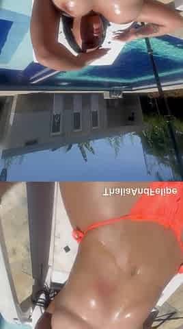 flirting with a super hawt breasty Colombian gal outdoors by the pool