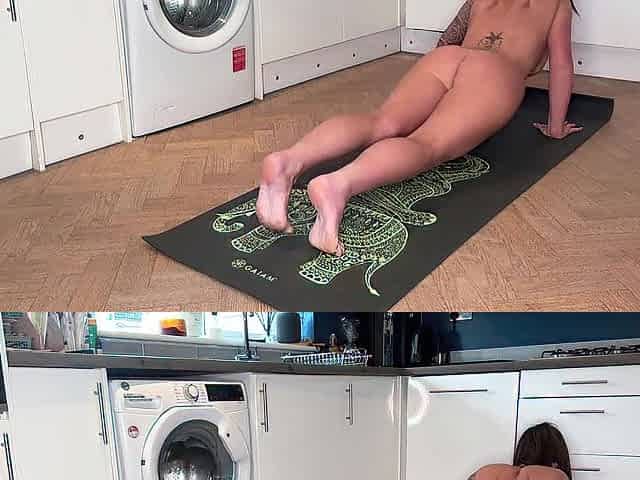 Undressed Kitchen Yoga with View of My Consummate Butt