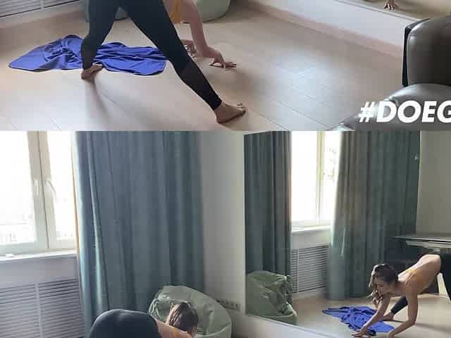 Mary Rock Has Quarantine Fun in Blonde Yoga Solo Play