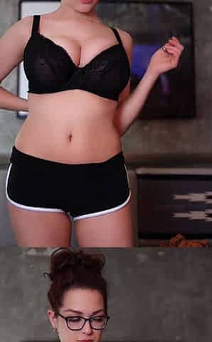 Thick exotic redhead Kat with big 36F boobs masturbates