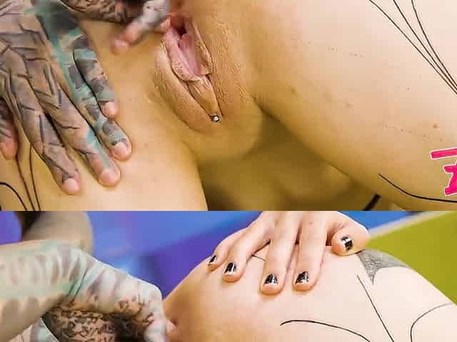 Tattooed Lesbians Fisting Until Squirting Orgasm - Pussy Fisting, Goth, Alt Punk