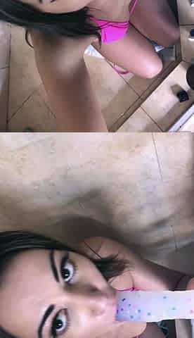 Lovely Amateur teen brunette masturbating outdoor
