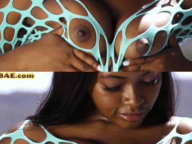 Black bigbooty bae pounded by black knob in tight twat