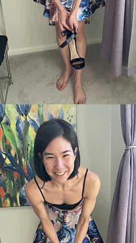 Satin Skirt No Panties Tease