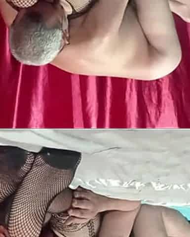 Worshiping Her Feet with Net Stockings