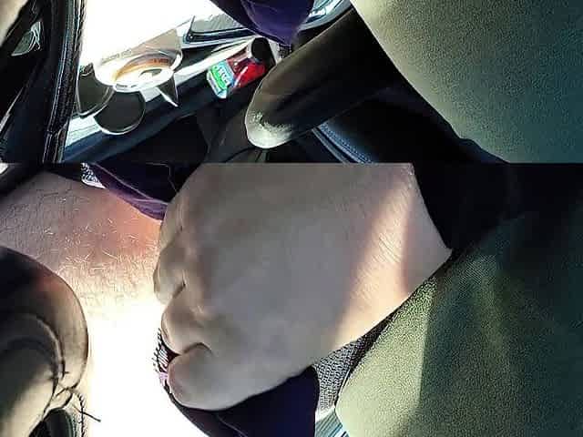 Cumming in allies pants whilst driving nearly caught