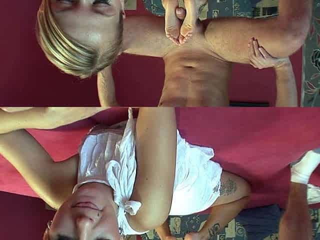 Blonde in stockings foot fetish and pussy pounding
