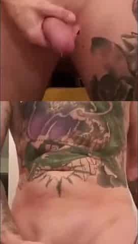 Fully tattooed Master has to relieve himself
