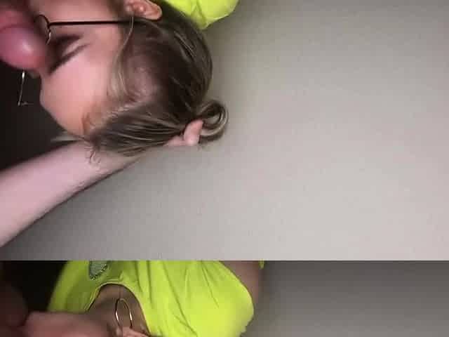 Blonde Teen's Rough Blowjob with a Facial Ending