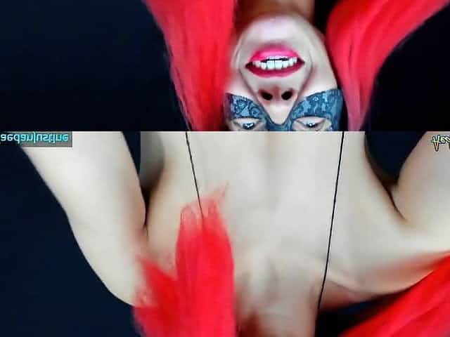 Justine wears chastity strap, ties teats, and plugs booty