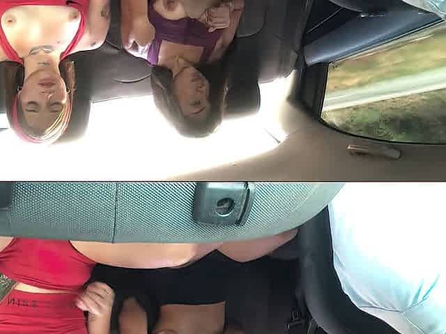 pair of angels masturbate in the car on the way home.