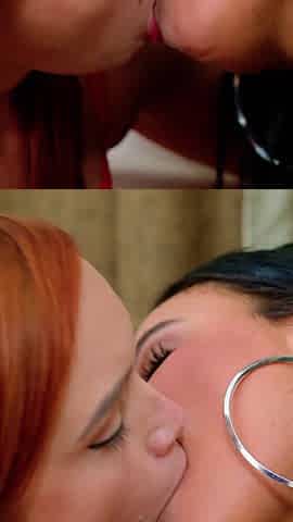 Redhead and Brunette in the Best Kissing Fetish Video You've Ever Seen