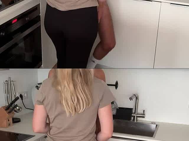 Amateur Teen gets screwed in the kitchen!