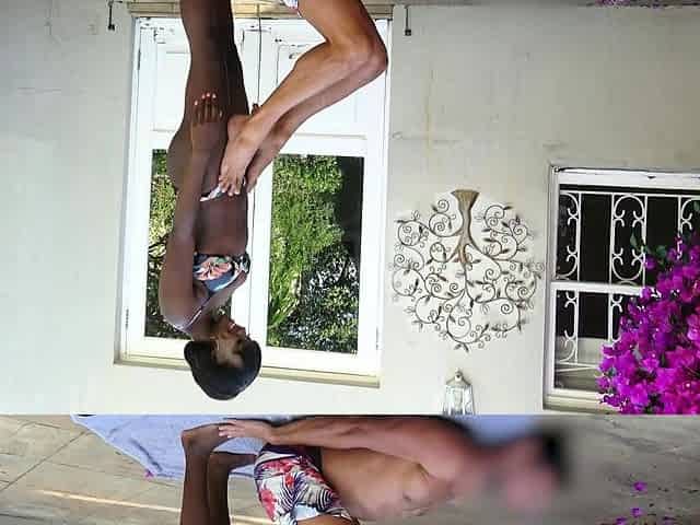 I caught this EBONY TEEN doing yoga