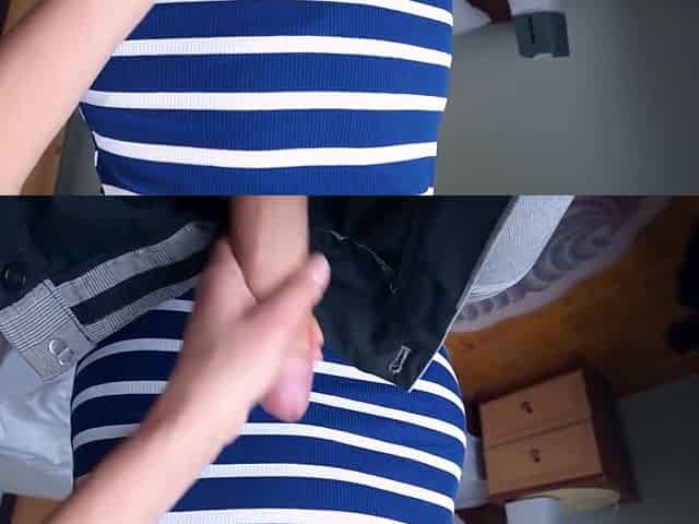 Sexy Slim Buxom MILF Pleases Her Stepson With Dick Riding & Pussyjob, Letting Him Cum In Her Panties