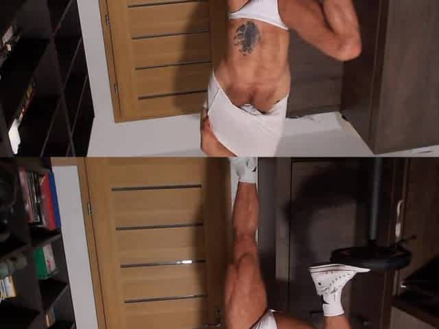 Athletic Bushy Bull In Sneakers And Jockstrap Gets A Large, Loud Climax