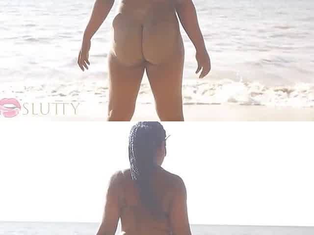 Black thot requested shlong by twerking and doing exercices stripped on the beach- Part 1