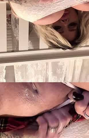 Blonde with Big Boobs Gives Blowjob to Her Dildo on Liv more