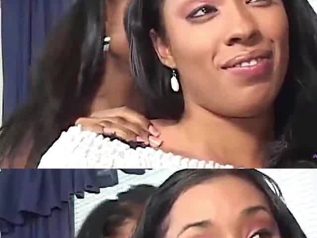 Bratty lesbo sweetheart seduces the breasty black with her gentle kisses and astounding twat eating