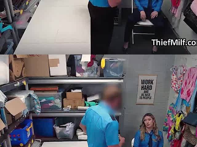 Female officer milks colleagues hard penis