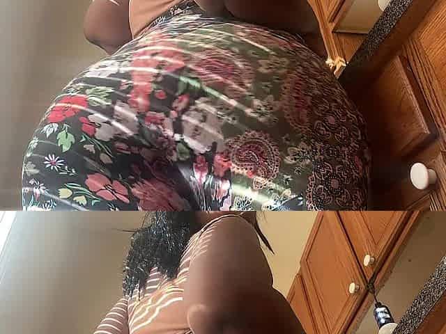 BLACK big beautiful woman CLAPS BOOTY IN YOGA PANTIES