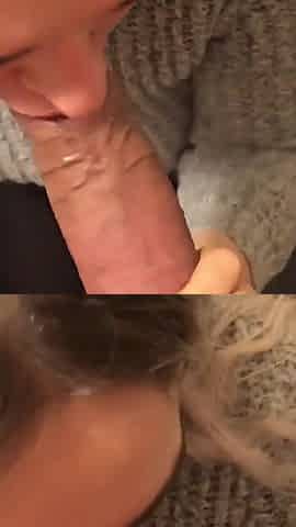 Blonde Slut Drinks Coffee with Cum