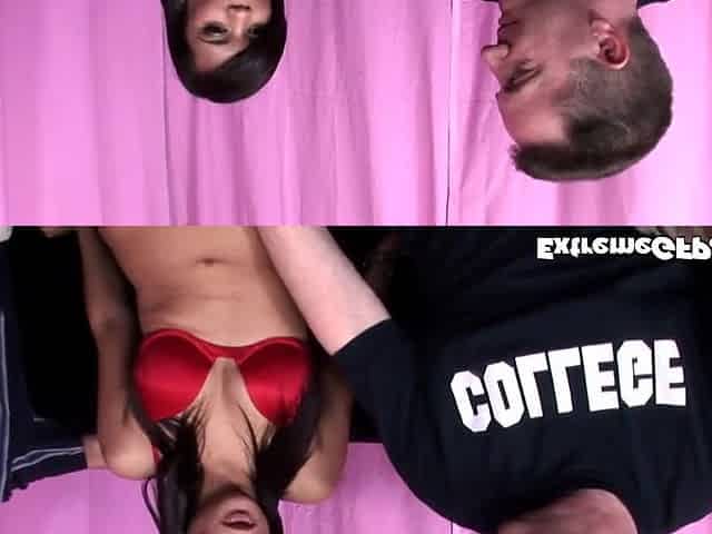 Cum drenched teen fucked hard in threeway spit roast action