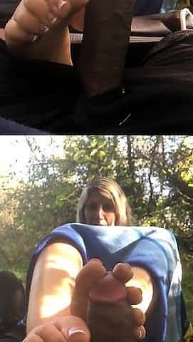 Foot fetish slut giving a footjob