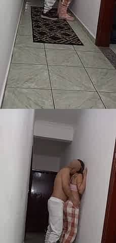 Stepdaughter Grinding Against the Wall, Rubbing Dry and Masturbating Her.