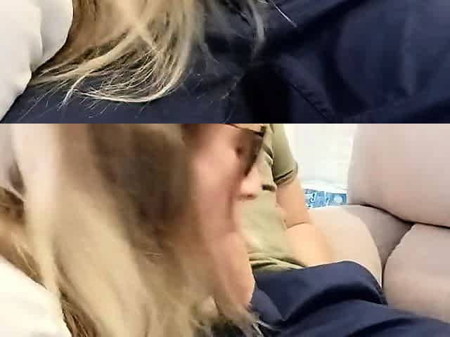 Blonde Babe's Clothes Ruined by Extreme Bukkake Before Work